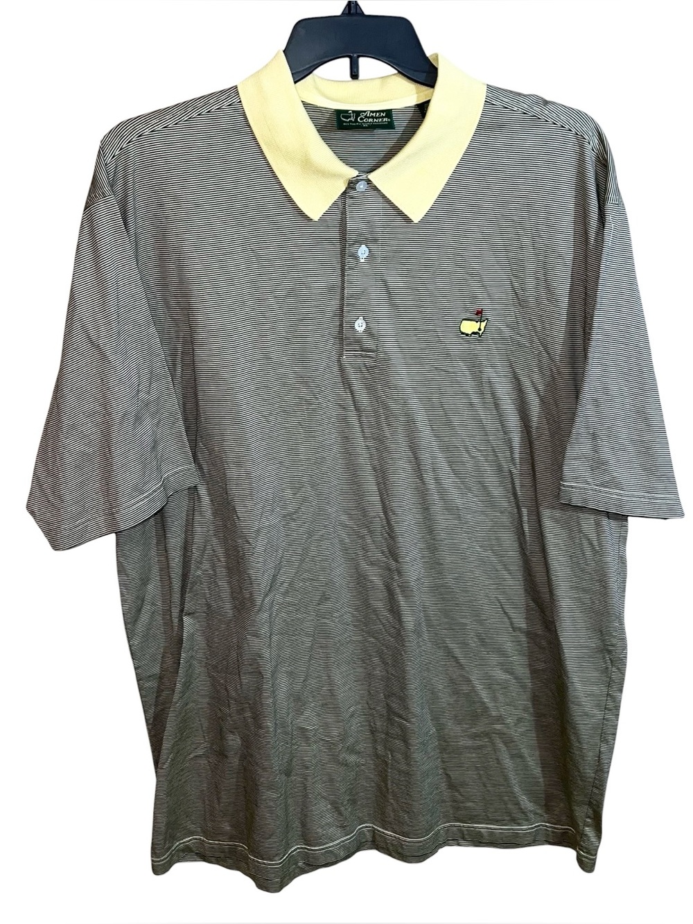 Amen Corner 60’s Two-Ply Short Sleeve Polo Shirt Men’s XL Yellow Tan Green Red
